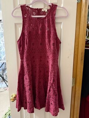 By Together Lace Fit & Flare Dress - Burgundy women’s size Large skater cottage
